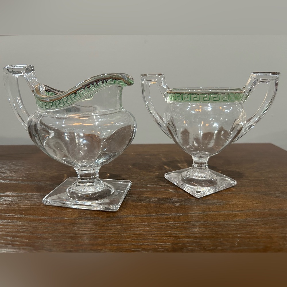 US Glass Sheraton (EAPG) Clear Creamer and Sugar Set